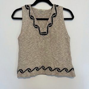 Vintage Tivoli Cotton and Linen Knit V Neck Sweater Vest